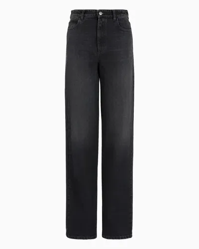 Emporio Armani J4b Mid-rise Straight-leg, Comfort-denim Jeans In Black