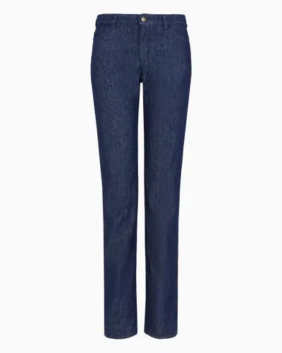 Emporio Armani J85 11 oz Denim High-rise Slim Straight-leg Jeans In Blue