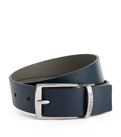 Emporio Armani Kids' Leather Monogram Belt In Black