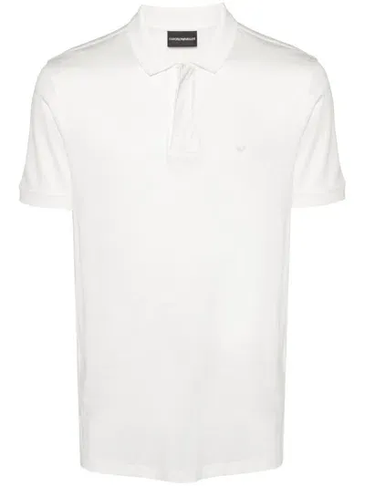 Emporio Armani Logo Cotton Polo Shirt In Grey