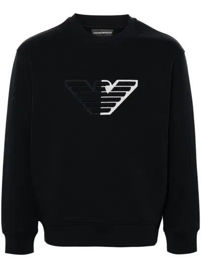 Emporio Armani Logo Cotton Sweatshirt In Black