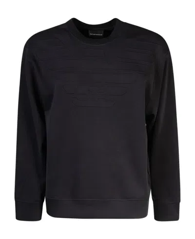 Emporio Armani Logo Embroidered Sweatshirt In Black