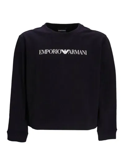 Emporio Armani Logo-print Cotton Sweatshirt In Blue