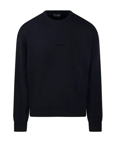 Emporio Armani Logo Detailed Crewneck Sweatshirt In Navy