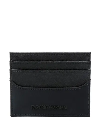 Emporio Armani Logo-embossed Card Holder In Blue