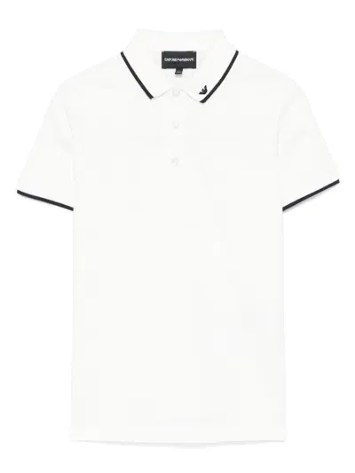 Emporio Armani Poloshirt Mit Logo-stickerei In Weiss