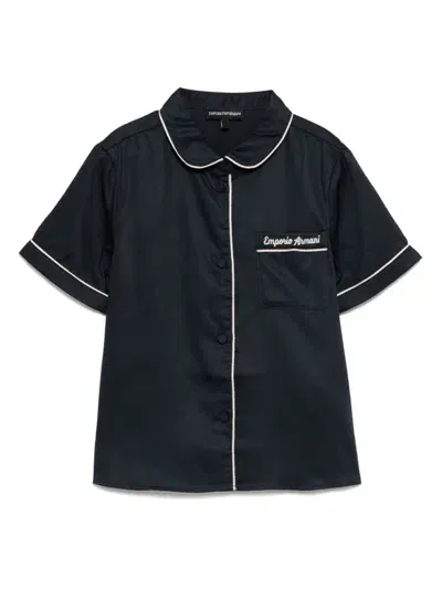 Emporio Armani Kids' Logo-embroidered Shirt In Blue