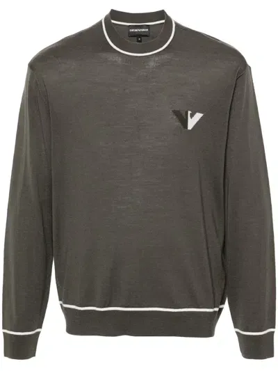 Emporio Armani Logo-jacquard Sweater In Grau 1