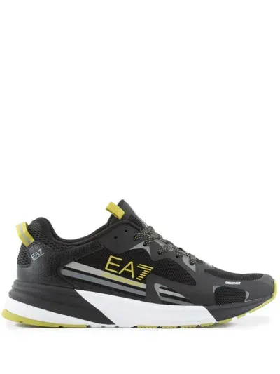 Emporio Armani Logo-print Panelled Sneakers In Black