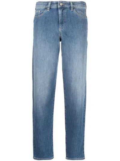 Emporio Armani Logo-print Straight-leg Jeans In Blau