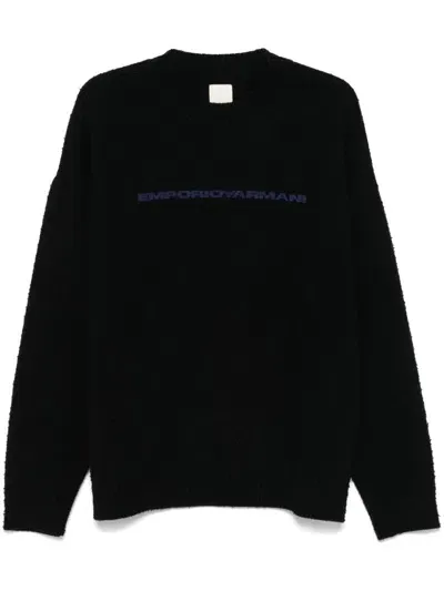 Emporio Armani Logo-print Sweater In Black