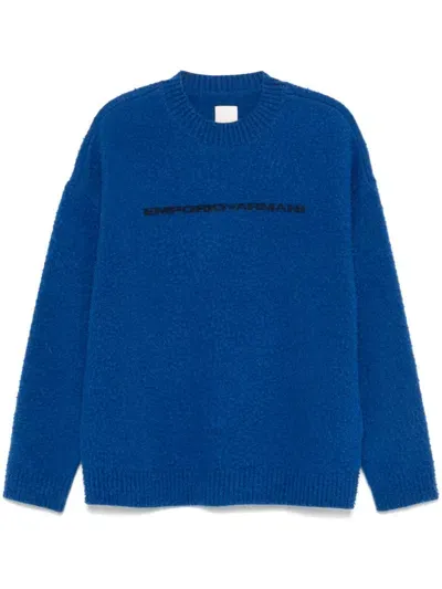 Emporio Armani Logo-print Sweater In 09n0 Bluette