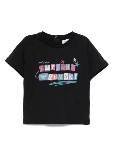 Emporio Armani Babies' Logo-print T-shirt In Black