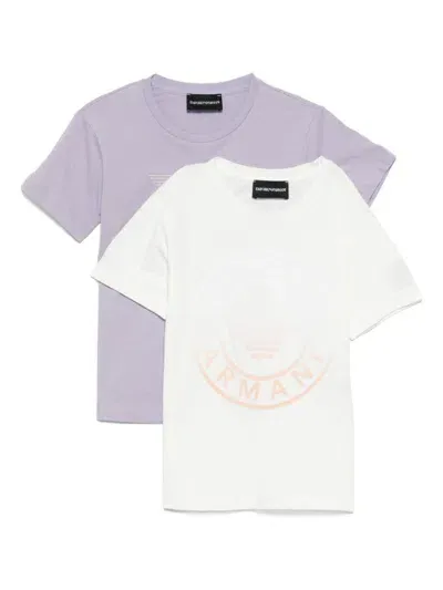 Emporio Armani Kids' Logo-print T-shirt (set Of 2) In Purple