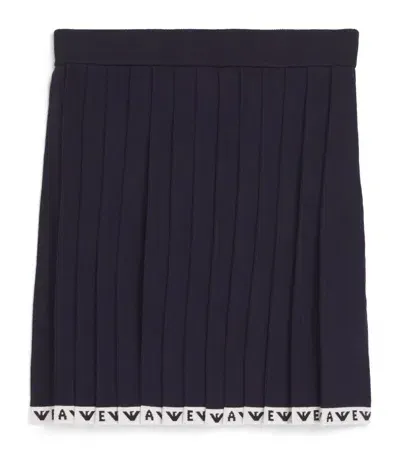 Emporio Armani Kids' Logo-trim Pleated Skirt (6-14 Years) In Navy