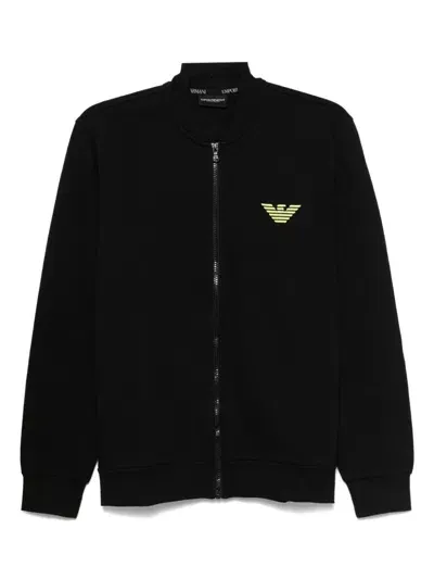 Emporio Armani Logo Zipped Sweatshirt In Black