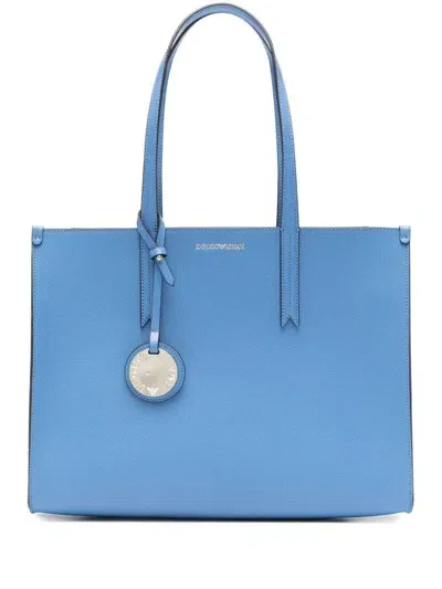 Emporio Armani Medium Tote Bag In Clear Blue