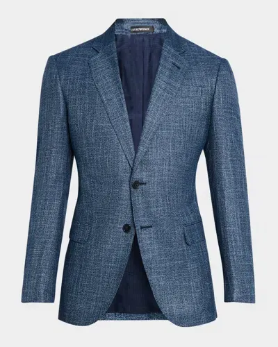 Emporio Armani Men's Brushed Hatch Sport Coat In Fancy Blue