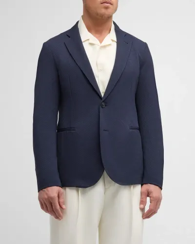 Emporio Armani Men's Rice Stitch Sport Coat In Navy