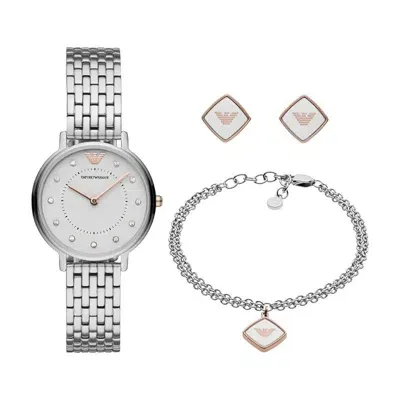 Emporio Armani Mod. Kappa Special Pack + Bracelet And Earrings In Metallic