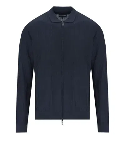 Emporio Armani Navy Blue Ribbed Cardigan