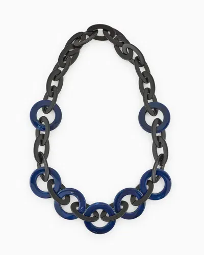 Emporio Armani Oversized Chain Necklace With Two-tone Circular Elements In Blue