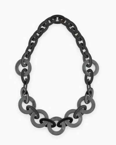 Emporio Armani Oversized Chain Necklace With Two-tone Circular Elements In Grey