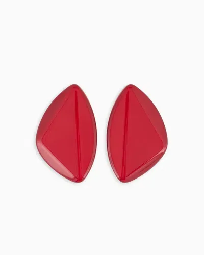 Emporio Armani Oversized Geometric Earrings In Red