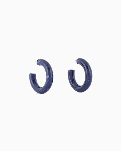 Emporio Armani Oversized, Multicoloured Hoop Earrings In Blue