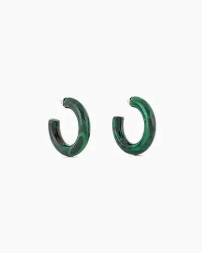 Emporio Armani Oversized, Multicoloured Hoop Earrings In Green