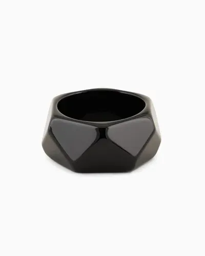 Emporio Armani Oversized, Multifaceted Bangle In Black