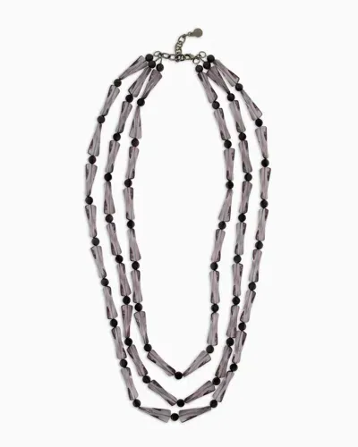 Emporio Armani Oversized Multistrand Necklace With Geometric Elements And Beads In Grey