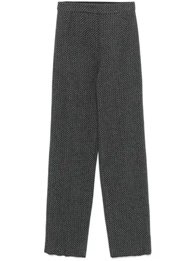 Emporio Armani Pattern-jacquard Trousers In 灰色