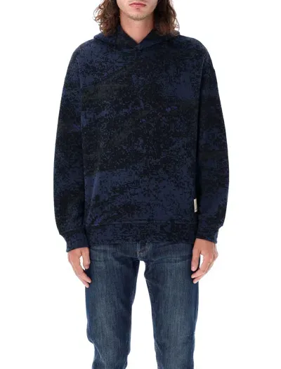 Emporio Armani Patterned Hooded Sweater In Blue