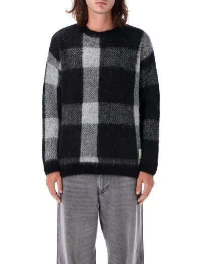 Emporio Armani Plaid Alpaca Sweater In Black