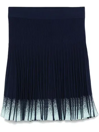 Emporio Armani Pleated Mini Skirt In Blue