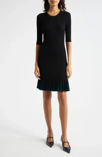 Emporio Armani Pleated Rib Dress In Black