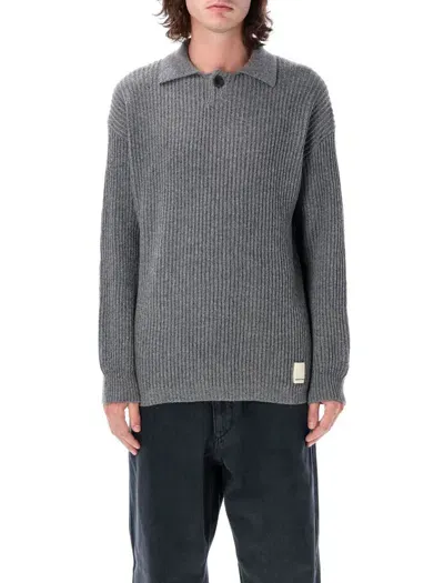 Emporio Armani Polo Shirt Collar Sweater In Grey