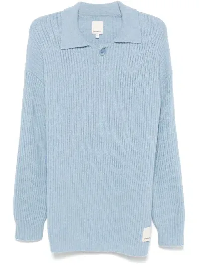 Emporio Armani Polo Shirt Collar Sweater In Blue