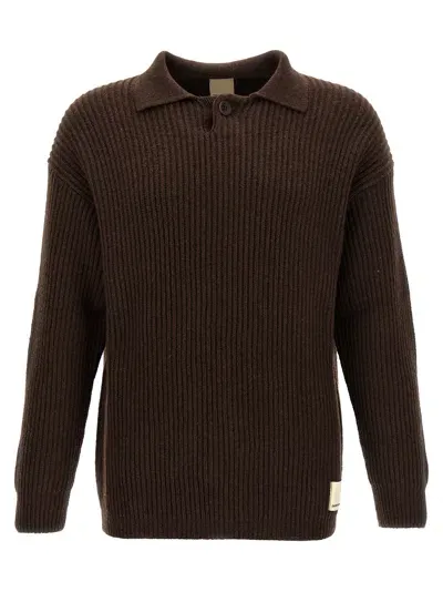 Emporio Armani Ribbed Sweater In Brown