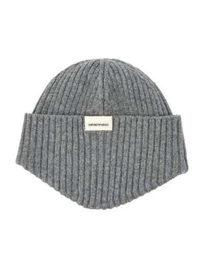 Emporio Armani Beanie Hat In Grey