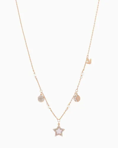 Emporio Armani Rose Gold-tone Brass Station Necklace In Multi