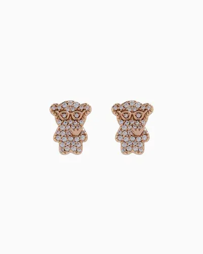 Emporio Armani Rose Gold-tone Brass Stud Earrings In Multicoloured