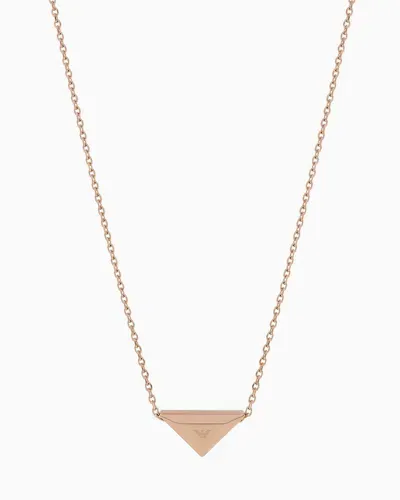 Emporio Armani Rose Gold-tone Steel Pendant Necklace And Earrings Set In Multicoloured