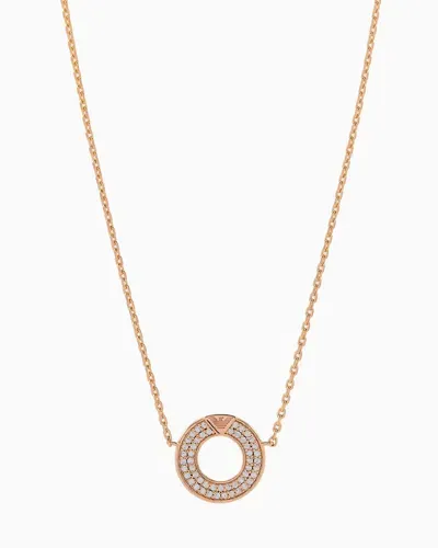 Emporio Armani Rose Gold-tone Sterling Silver Pendant Necklace In Multicoloured