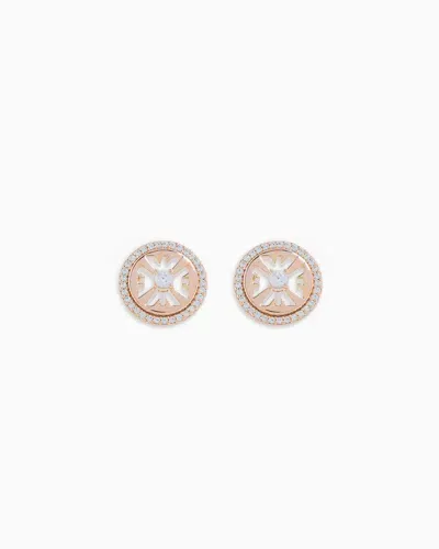 Emporio Armani Rose Gold-tone Sterling Silver Stud Earrings In Multicoloured