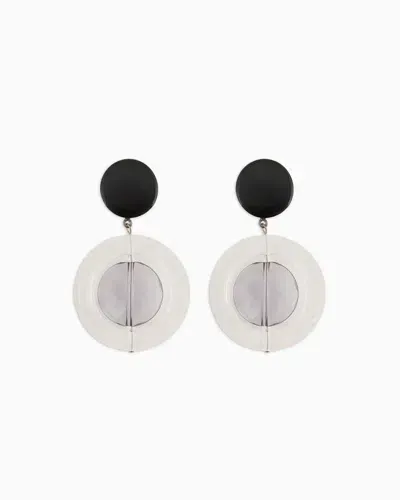 Emporio Armani Round, Oversize Pendant Earrings In Metallic