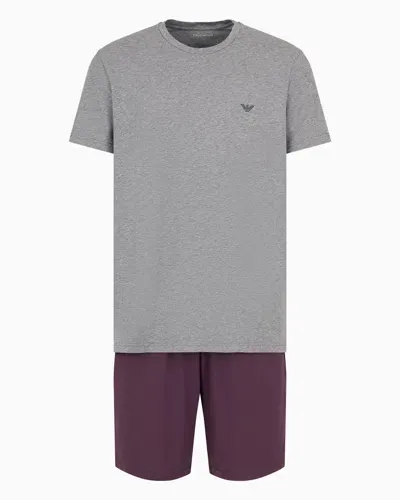 Emporio Armani Schlafanzug Mit Bermudashorts Mit Endurance-logo In Gray