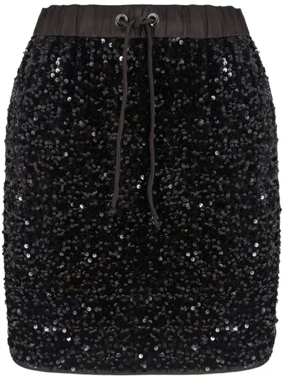 Emporio Armani Sequinned Miniskirt In Black