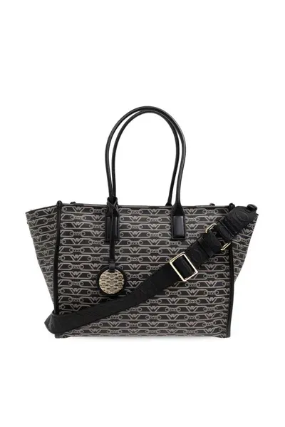 Emporio Armani Shopper Bag With Monogram In Black